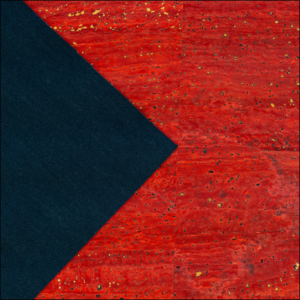Bright Red Cork Fabric with Gold Sparkles COF-657 cork fabric