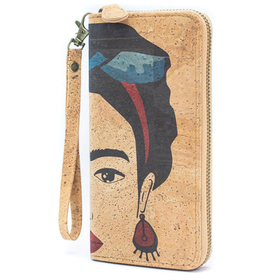 Buy 1 Get Free: Abstract Frida Art Cork Zipper Wallet- Bag-2076 Cork Bag