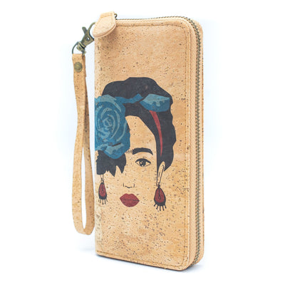 Buy 1 Get Free: Abstract Frida Art Cork Zipper Wallet- Bag-2076 D Cork Bag