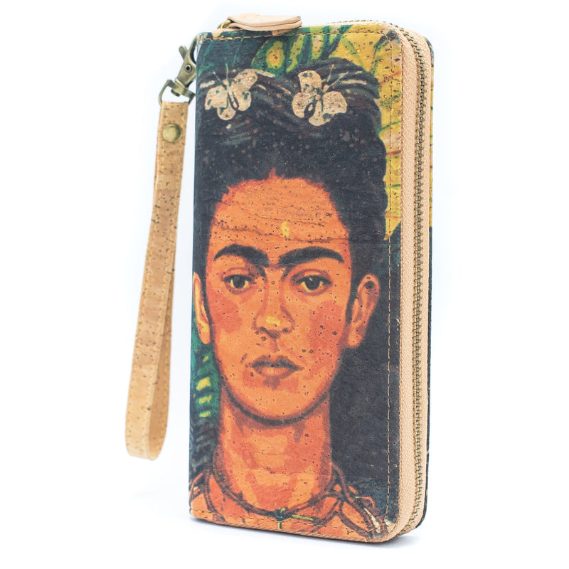 Buy 1 Get Free: Abstract Frida Art Cork Zipper Wallet- Bag-2076 E Cork Bag