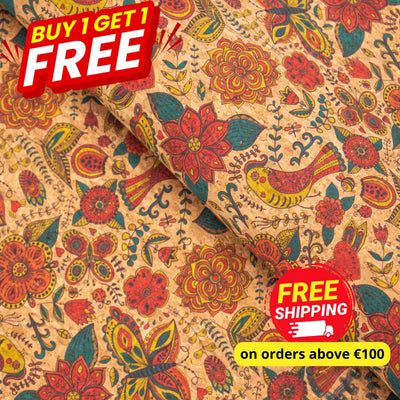 Buy 1 Get Free: Butterfly And Flower Cork Fabric Cof-306 Cork