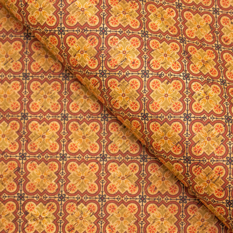 Ceramic Tile Mosaic Pattern Cork Fabric Cof-266