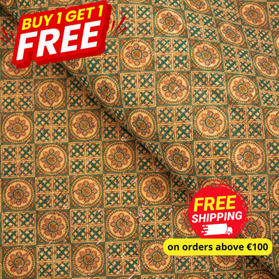 Buy 1 Get Free: Classical Tiles Pattern Cork Fabric Cof-251 Cork Fabric