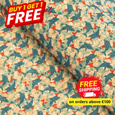 Buy 1 Get Free: Dolphine Dance Cork Fabric Cof-361-A Cork Fabric