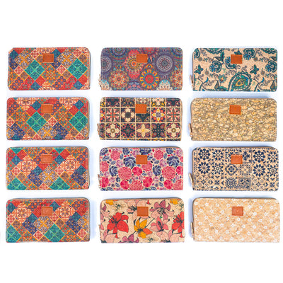 Buy 1 Get Free: Flash Sale Cork Floral Patterned Wallet （12Units）Bagd-314A-12-Random 12 Units Sales