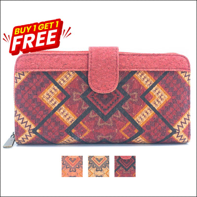 BUY 1 GET 1 FREE: Folding wallet Mandala flower pattern- Vegan Cork Wallet BAG-2220 cork bag