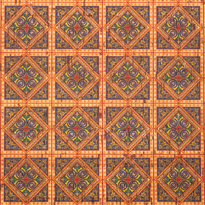 Orange Square Ceramic Tile Mosaic Pattern Cork Fabric Cof-260