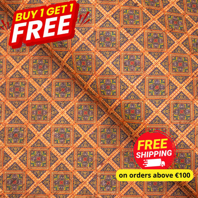 Buy 1 Get Free: Orange Square Ceramic Tile Mosaic Pattern Cork Fabric Cof-260