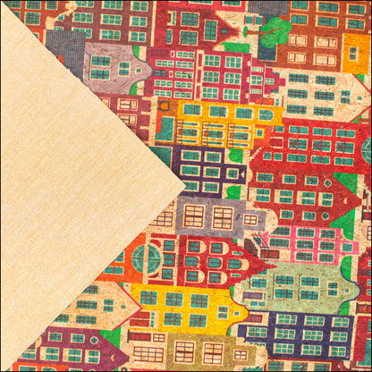 Charming European Townscape Cork Fabric Design Cof-486 Cork Fabric