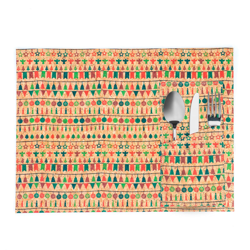 Christmas Cork Placemats And Cutlery Pockets Set – 8-Piece Pack (Limited Edition) L-1094 F-4 + 4