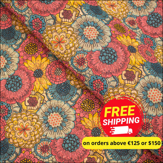 Chrysanthemums On Cork Fabric Cof-395