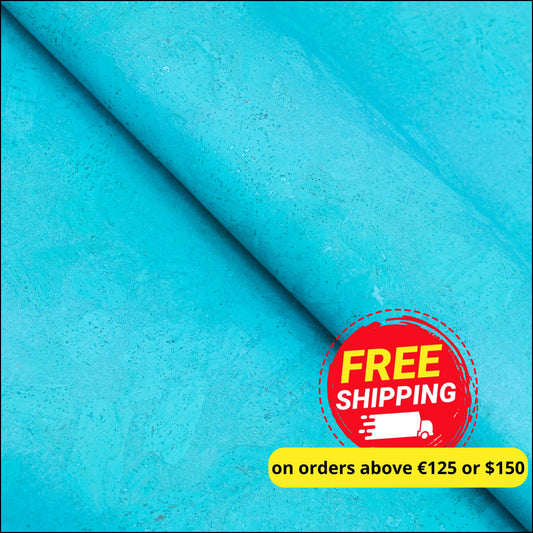 Chunky Sky Blue Cork Fabric With Beige Backing Cof - 525 - C Cork Fabric
