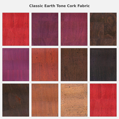 Classic Earth Tone Cork Fabric | 8x5cm (3.1x2in) | 11 Piece Sample Pack