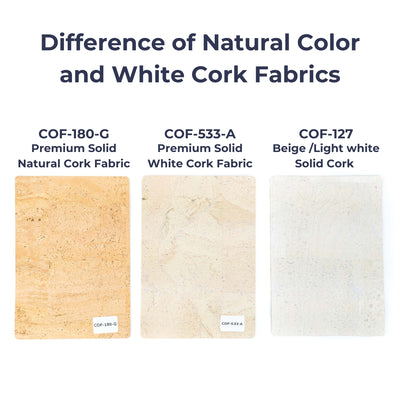 Beige /light white Solid Cork Fabric with Beige Backing, 0.79mm Thickness COF-533-A