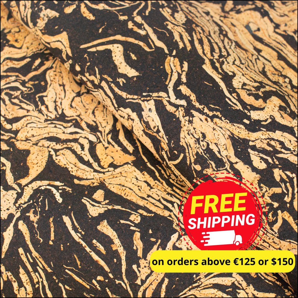 Coffee Swirl: Natural Cork Fabric With Embedded Bean Cof-490 Cork Fabric