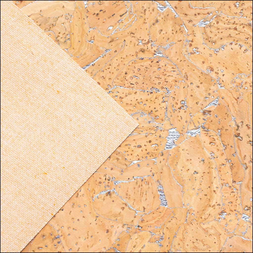 Color Cork Fabric with Gold & Silver Accents Sample – One Piece 14 × 20 cm (5.5 × 7.8 in) SAMPLE-COF-364-A cork fabric