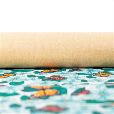 Colorful Butterfly & Flower Cork Fabric COF-631 cork fabric
