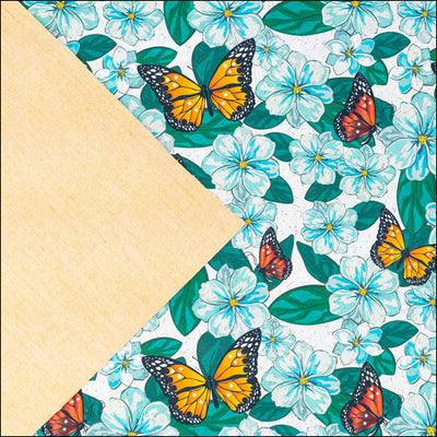 Colorful Butterfly & Flower Cork Fabric COF-631 cork fabric