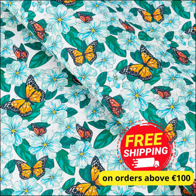 Colorful Butterfly & Flower Cork Fabric COF-631 cork fabric