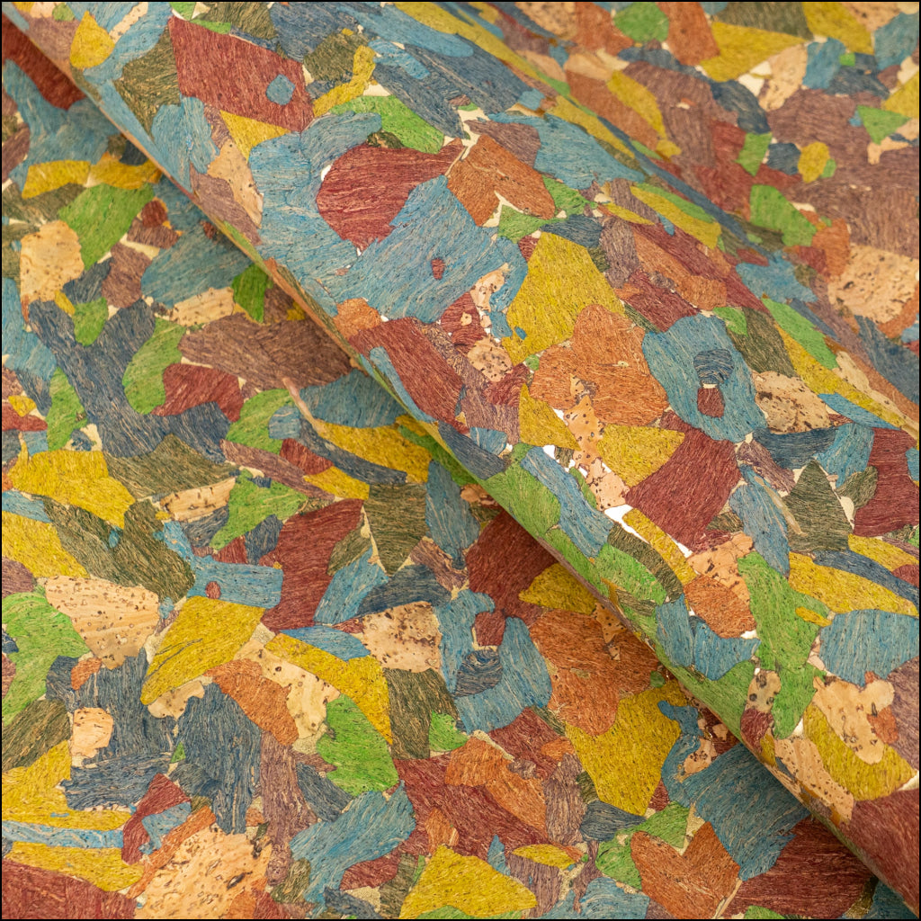 Colorful Mosaic Cork Fabric COF-621 cork fabric