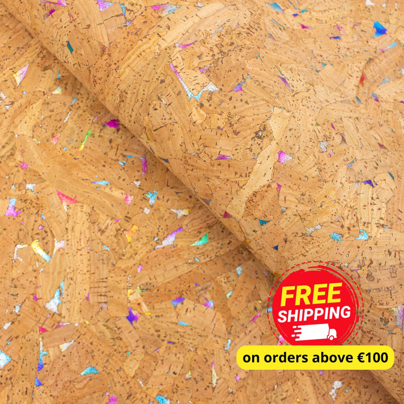 Colorful Textured Cork Fabric With Glitter Accents Cof-575 Cork Fabric