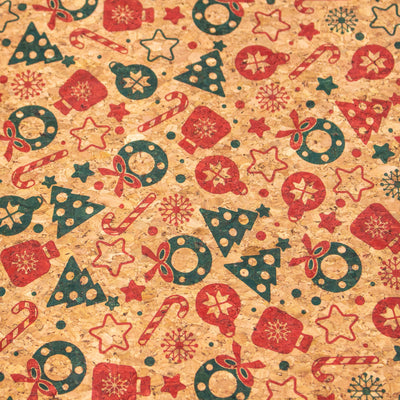 Cork Christmas Fabric Collection Pattern Cof-325 Cork Fabric
