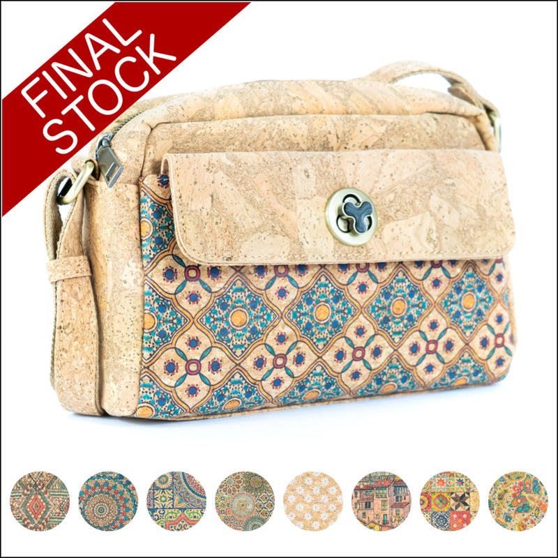 Cork Crossbody Bag – Tiles and Mosaics Print Pattern BAGD-612 Flash Sales