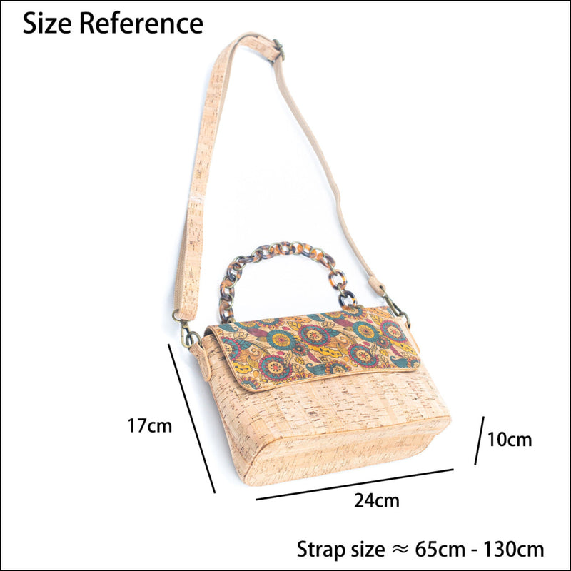 Cork Crossbody Bag with Chain Strap – Floral & Mosaic Patterns BAGF 016 Flash Sales