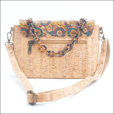 Cork Crossbody Bag with Chain Strap – Floral & Mosaic Patterns BAGF 016 Flash Sales