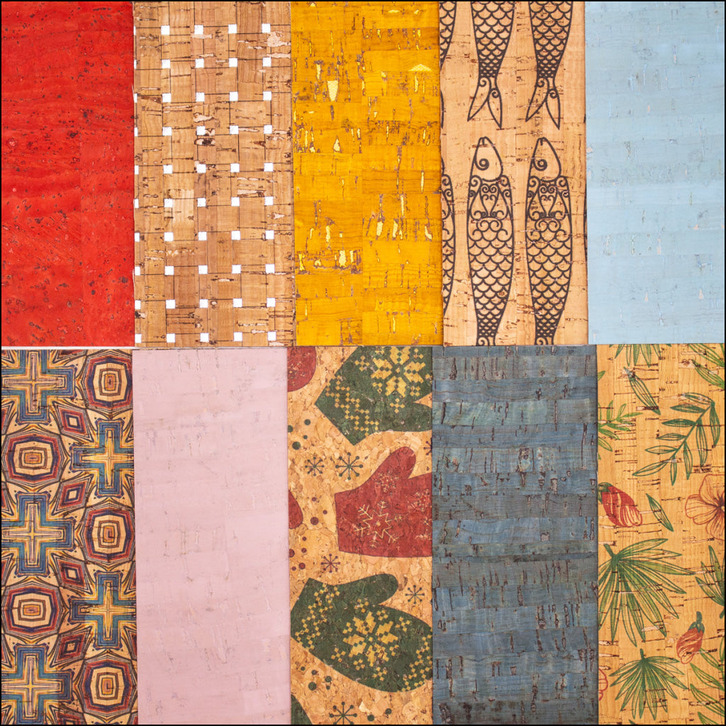 Cork Fabric Sample Random 10Pcs Cork