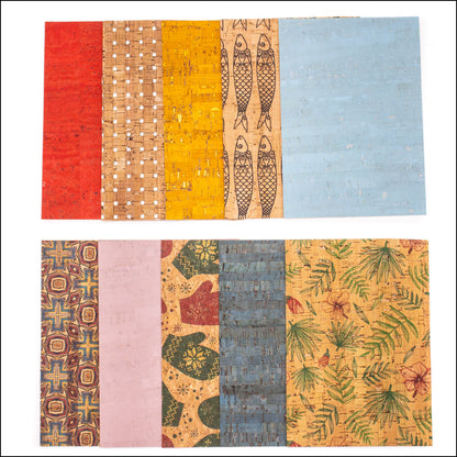Cork Fabric Sample Random 10Pcs Cork