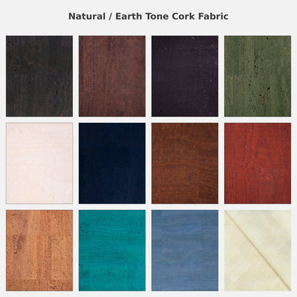 Natural / Earth Tone Cork Fabric | 8x5cm (3.1x2in) | 12 Piece Sample Pack