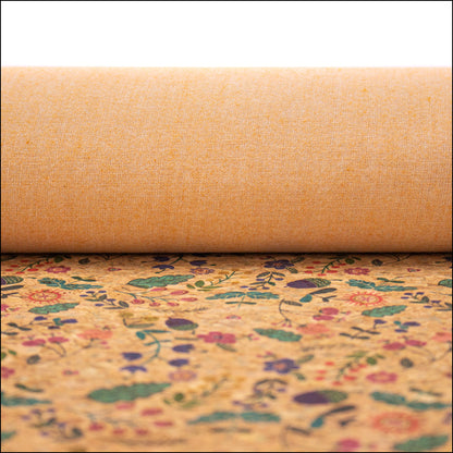 Cute Bird Hazelnut And Green Leaves Pattern Cork Fabric Cof-382 Cork