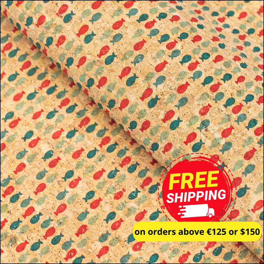 Cute Pop Fish Print Cork Fabric- Cof-201 Cork Fabric