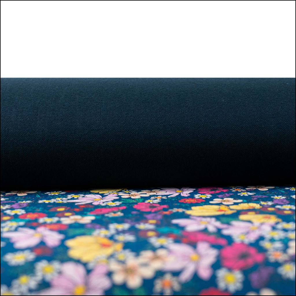 Dark Blue Floral Cork Fabric COF-622 cork fabric