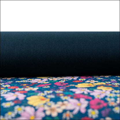 Dark Blue Floral Cork Fabric COF-622 cork fabric