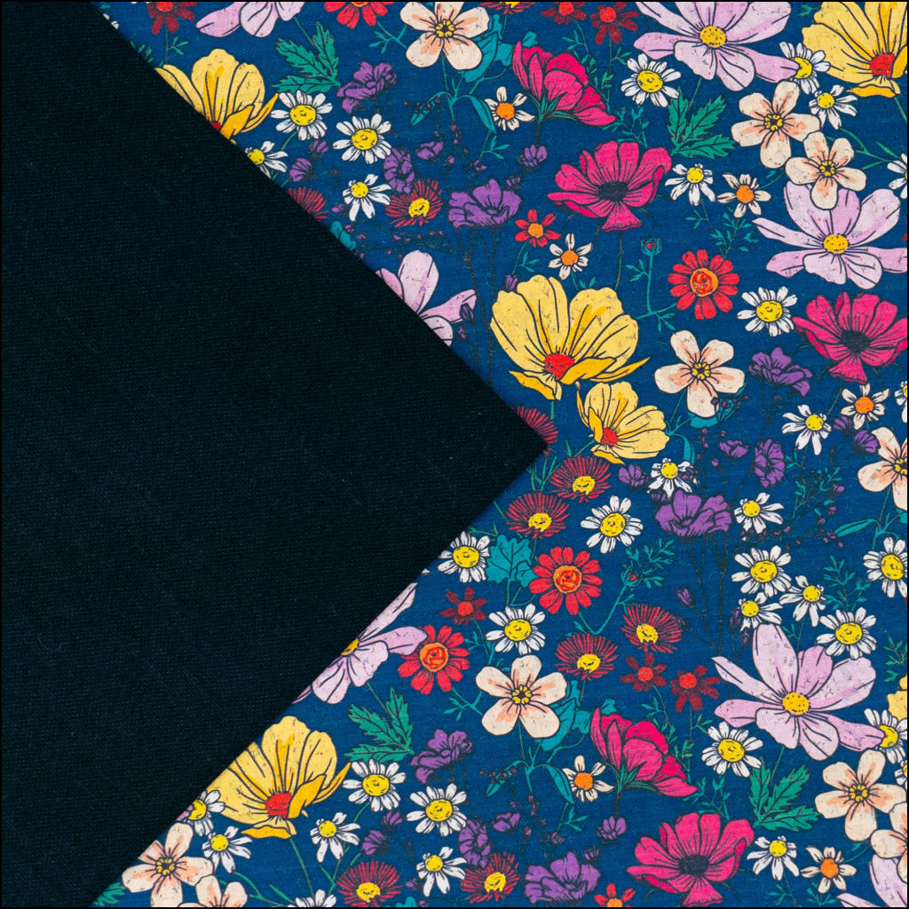 Dark Blue Floral Cork Fabric COF-622 cork fabric