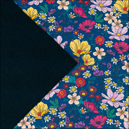 Dark Blue Floral Cork Fabric COF-622 cork fabric