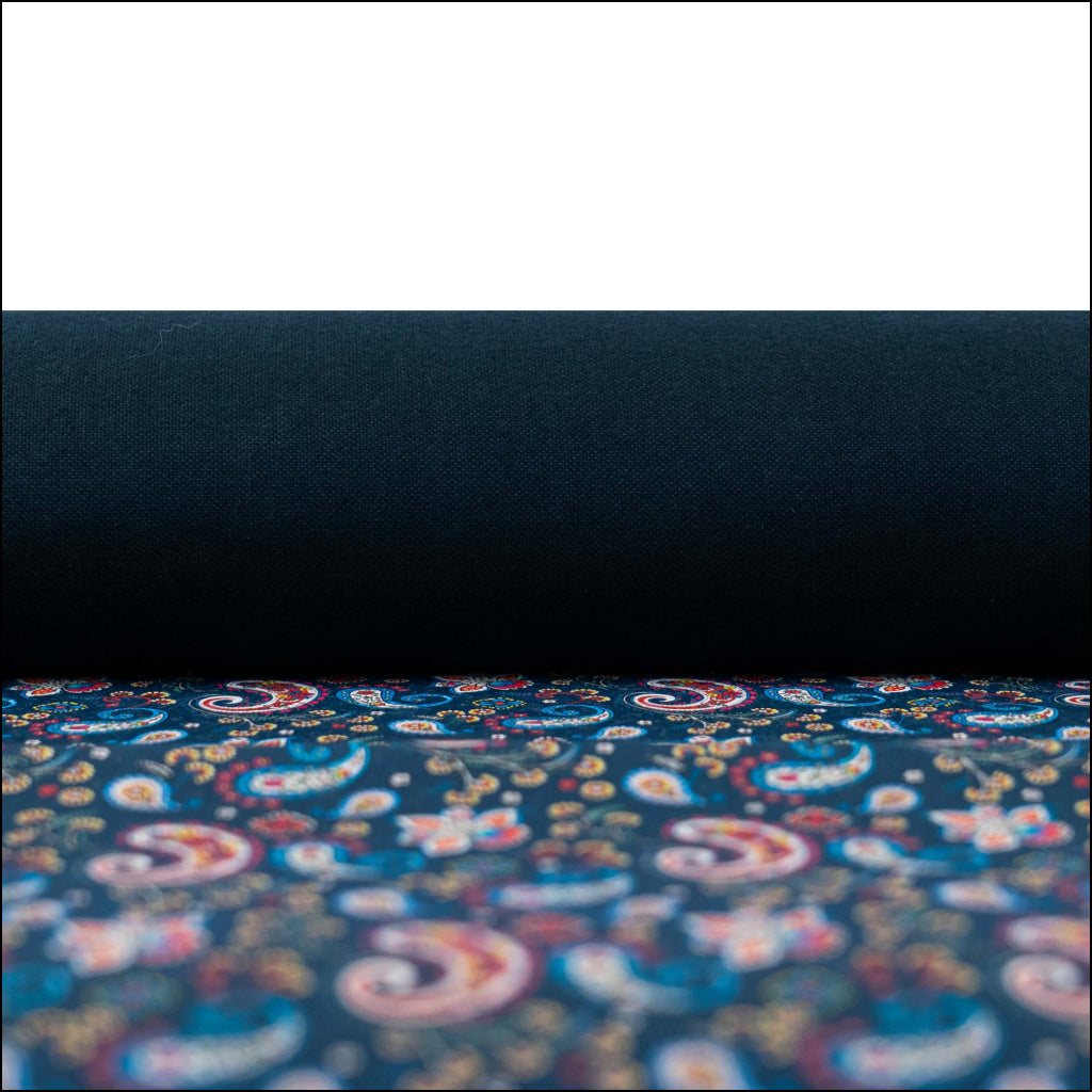 Dark Blue Paisley Cork Fabric COF-620 cork fabric