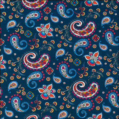Dark Blue Paisley Cork Fabric COF-620 cork fabric