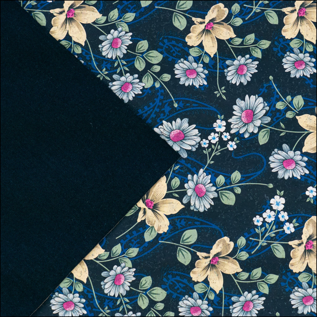 Dark Floral Cork Fabric COF-628 cork fabric