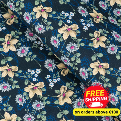Dark Floral Cork Fabric COF-628 cork fabric
