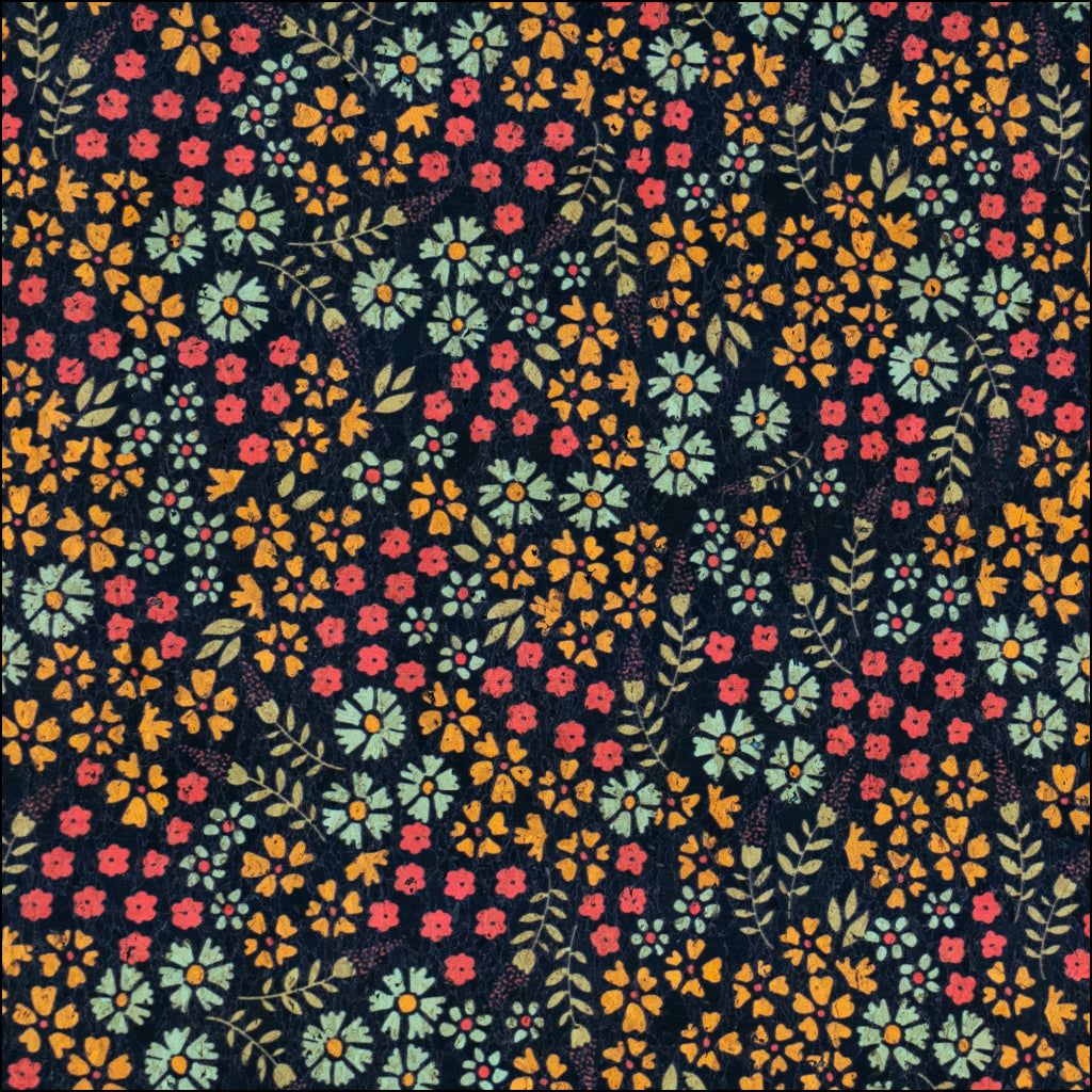 Dark Floral Cork Fabric COF-662 cork fabric