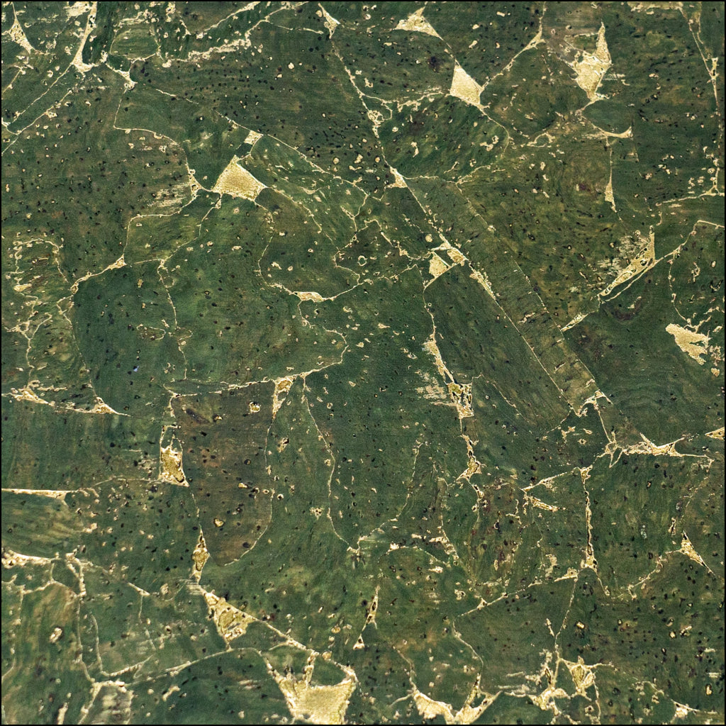 Dark Green With Gold 0.86Mm Thick Cork Fabric Black Backing Cof-544 Cork Fabric