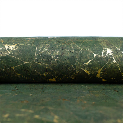 Dark Green With Gold 0.86Mm Thick Cork Fabric Black Backing Cof-544 Cork Fabric