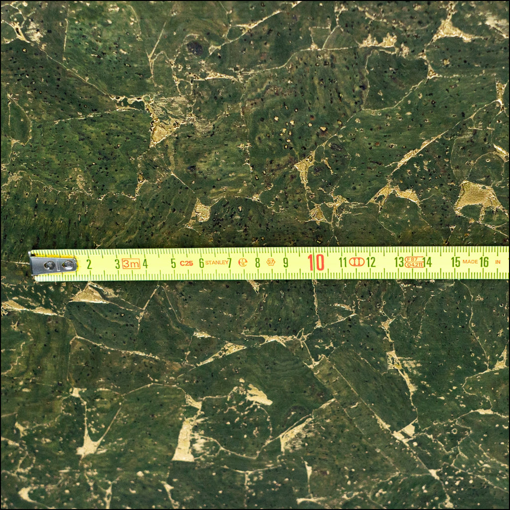 Dark Green With Gold 0.86Mm Thick Cork Fabric Black Backing Cof-544 Cork Fabric