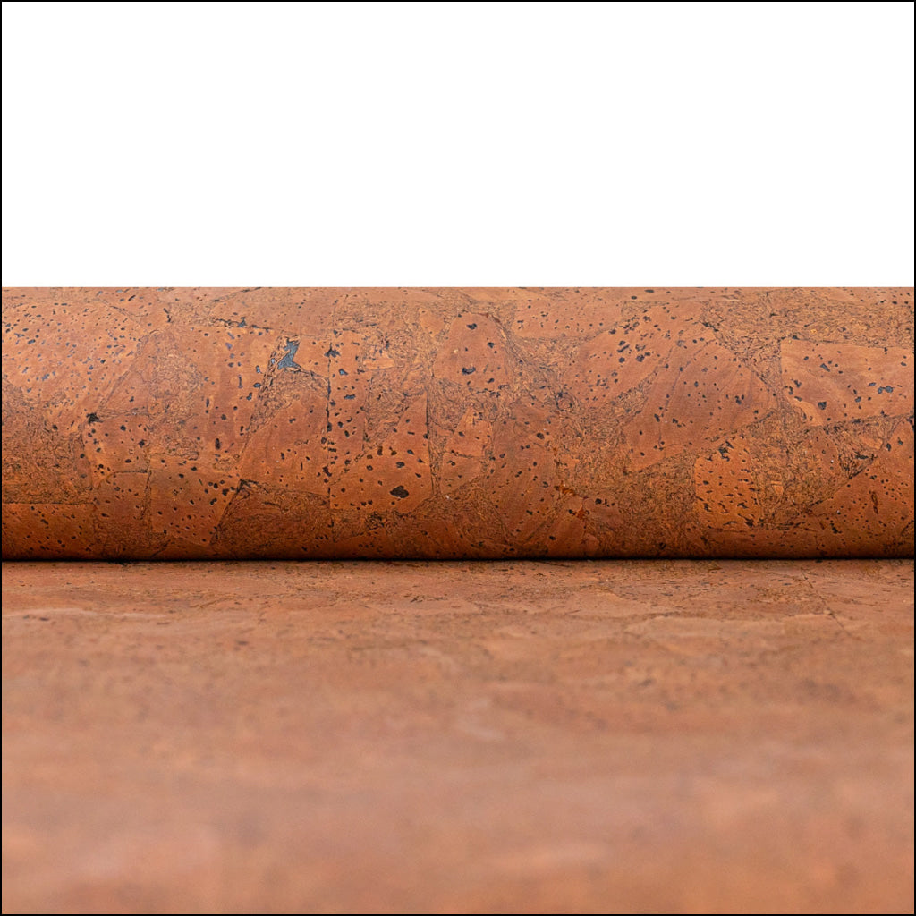 Dark Orange-Brown Cork Fabric In Block Style 0.99 Thickness Cof-589 Cork Fabric