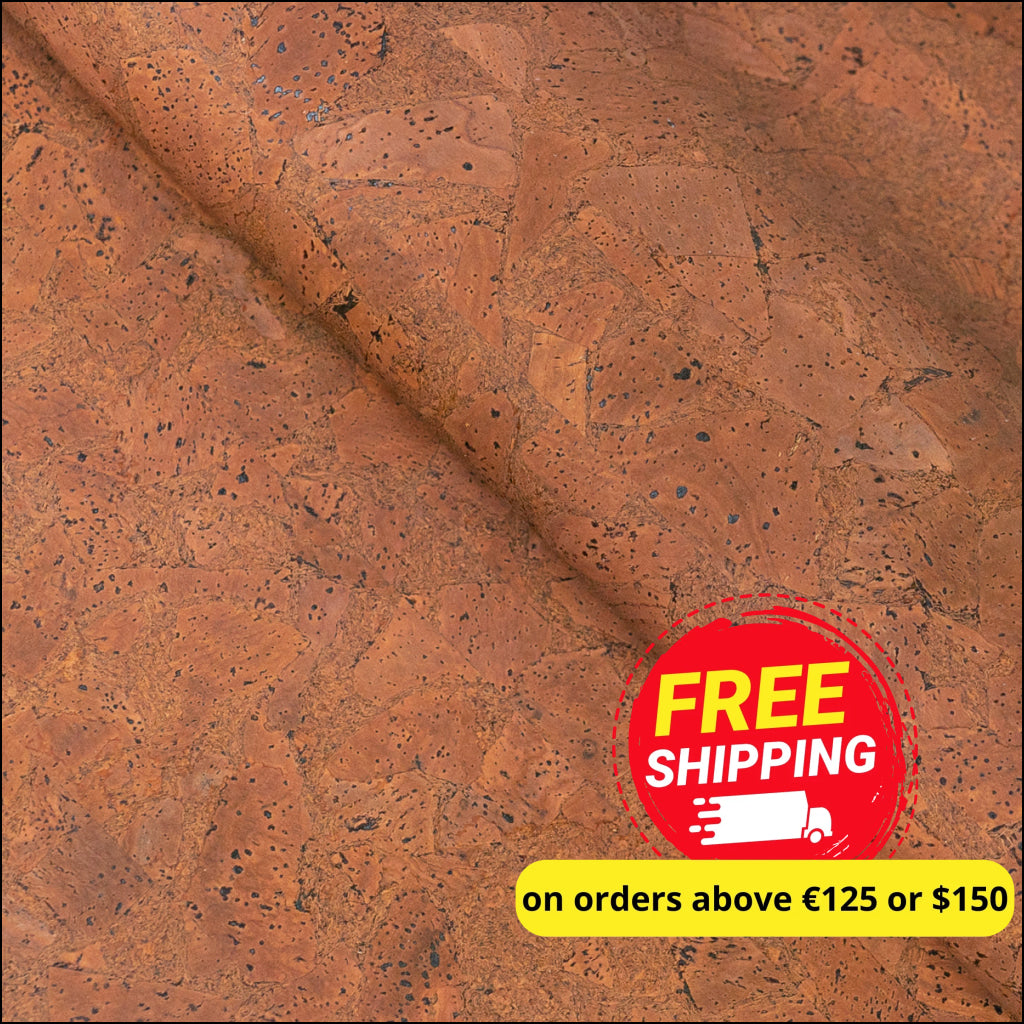 Dark Orange-Brown Cork Fabric In Block Style 0.99 Thickness Cof-589 Cork Fabric