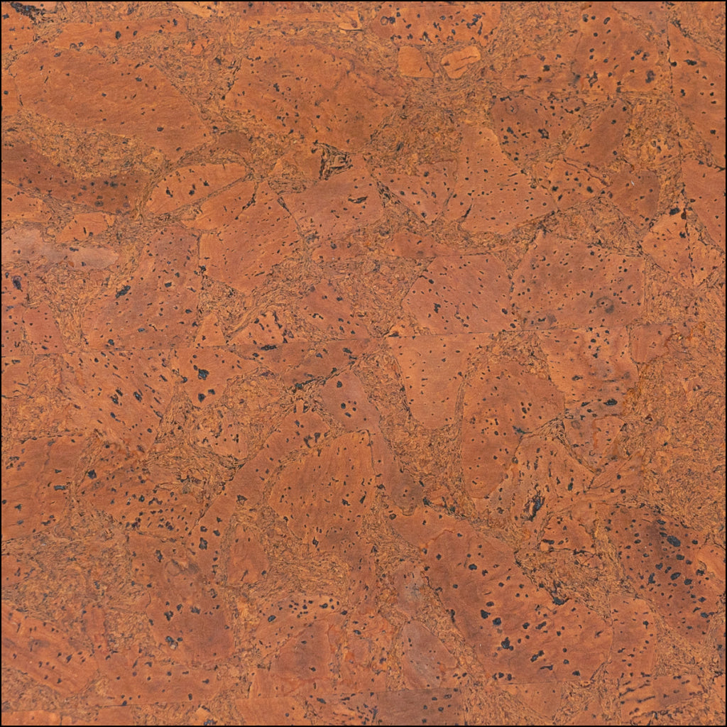 Dark Orange-Brown Cork Fabric In Block Style 0.99 Thickness Cof-589 Cork Fabric