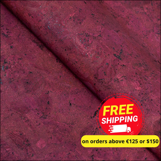 Dark Red Block - Style Cork Fabric With Black Backing 0.90Mm Thickness Cof - 530 - B Cork Fabric